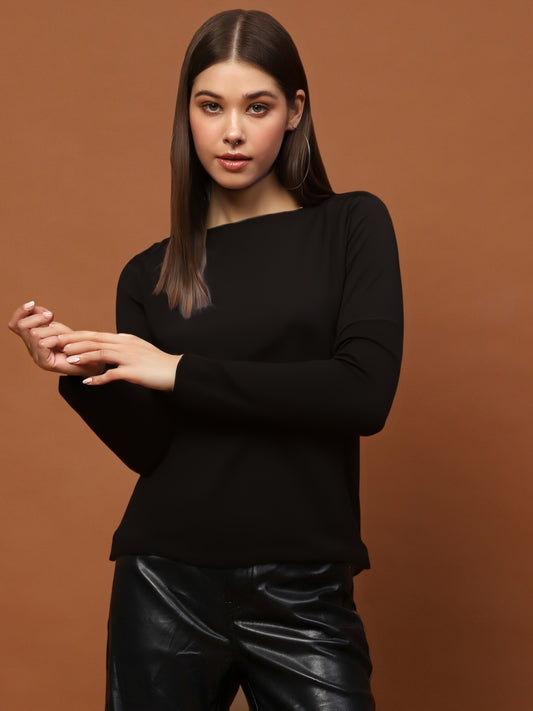 Classic Black Long Sleeve– Minimalist Casual Basic Top