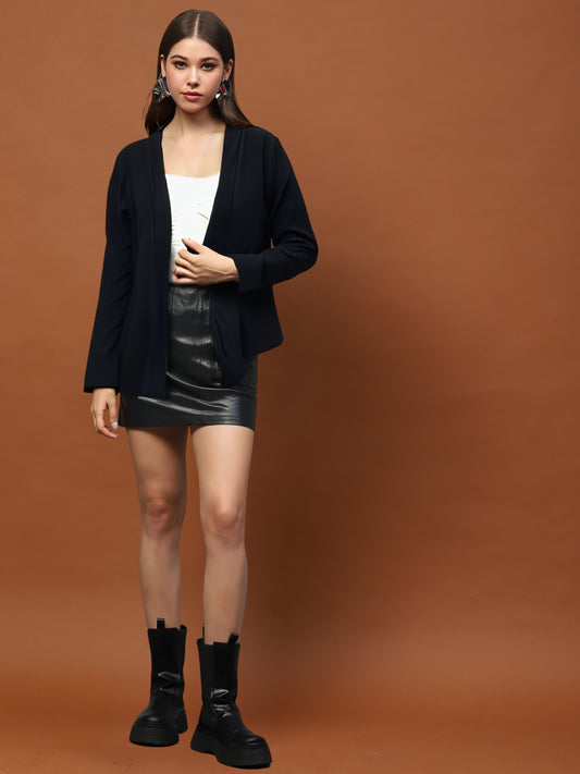 Black  Stylish Open Front Long Sleeve Shrug  Casual Shrug