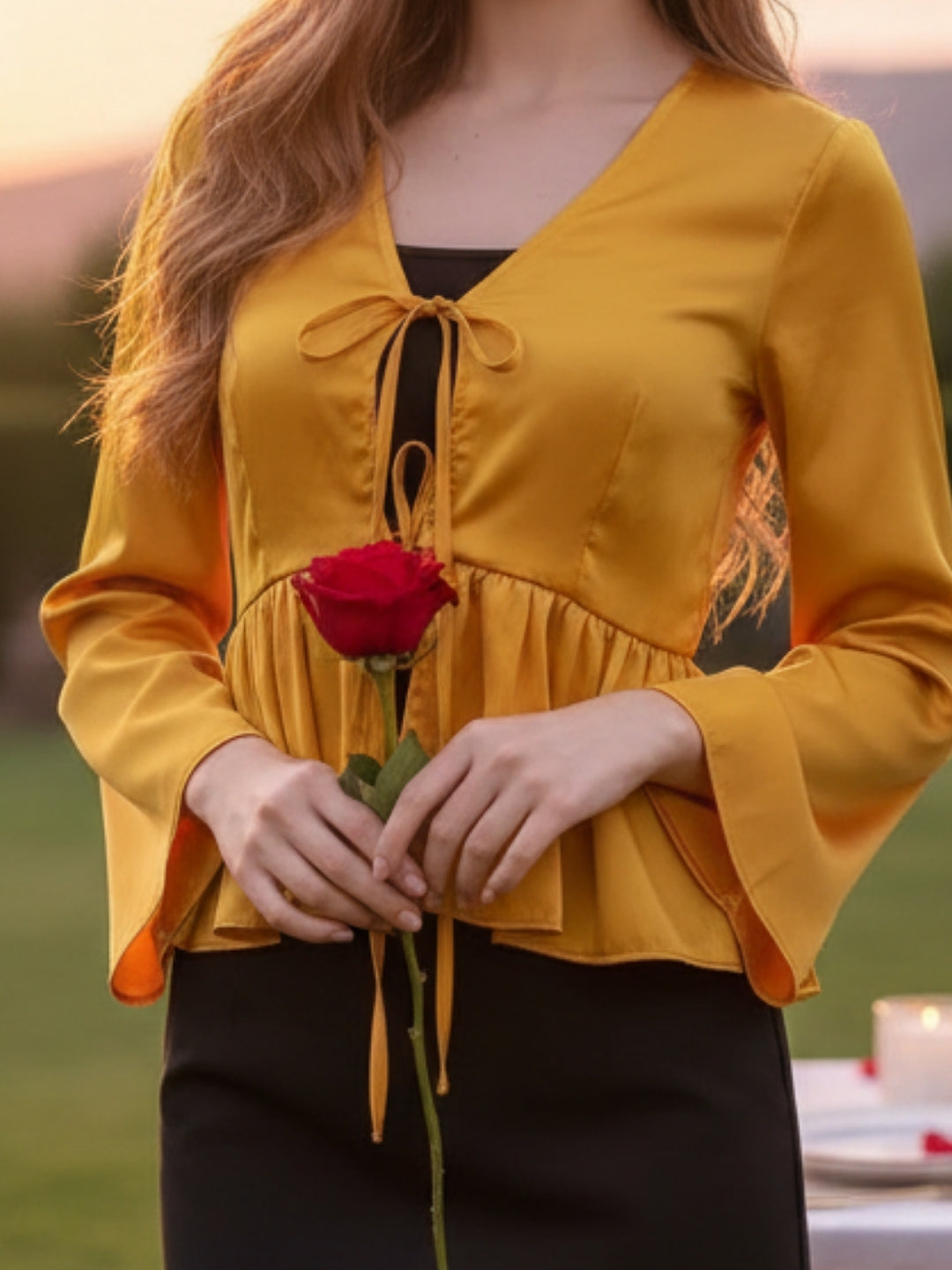 Yellow Tie-Up Shrug for Women