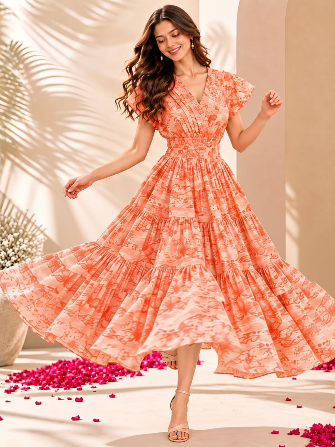 Pure cotton Tiered Midi Dress