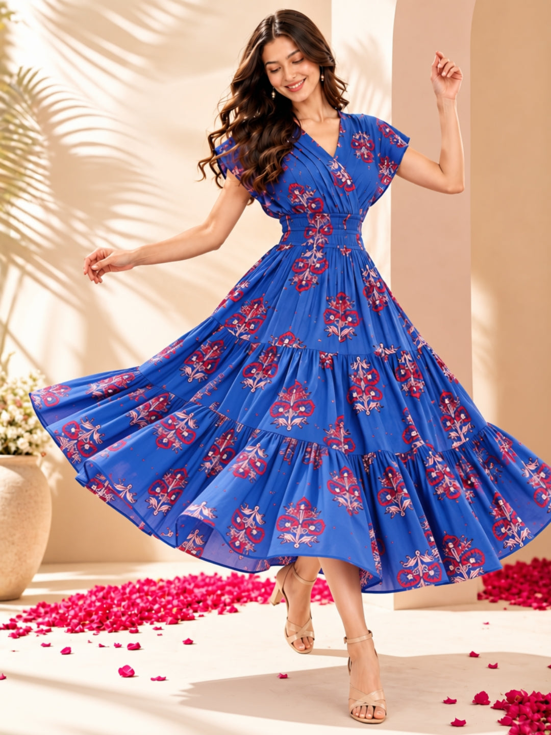 Pure cotton Tiered Midi Dress