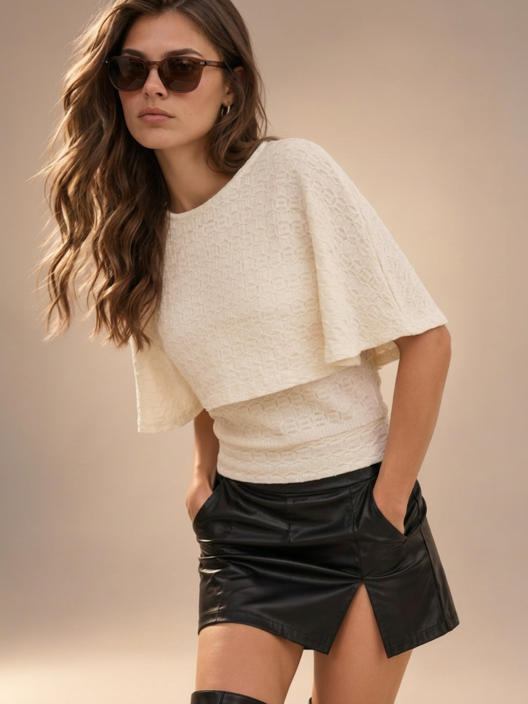 Embroidered Textured Top