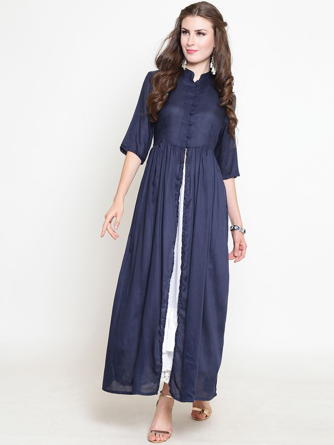 Navy Kurta With Skirt