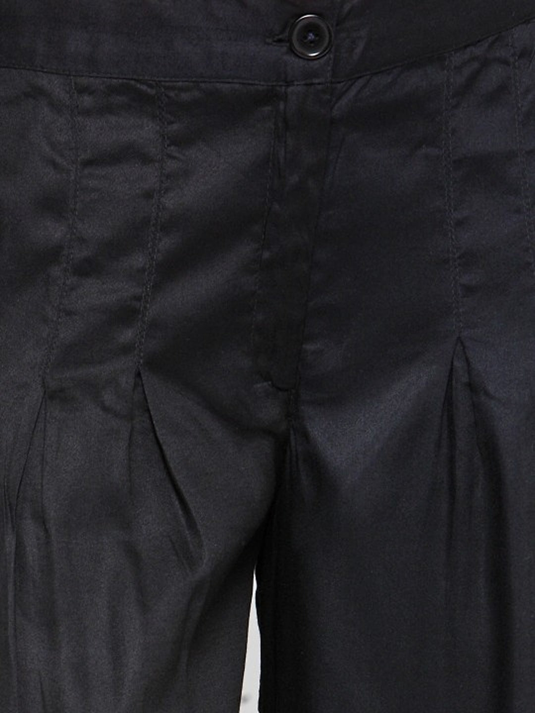 Black Solid Wide Leg Palazzos