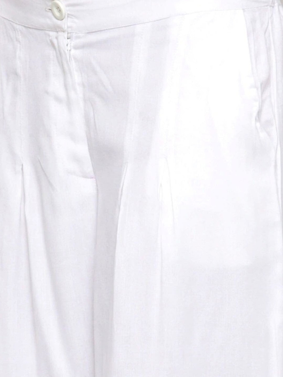 White Wide Leg Solid Palazzos