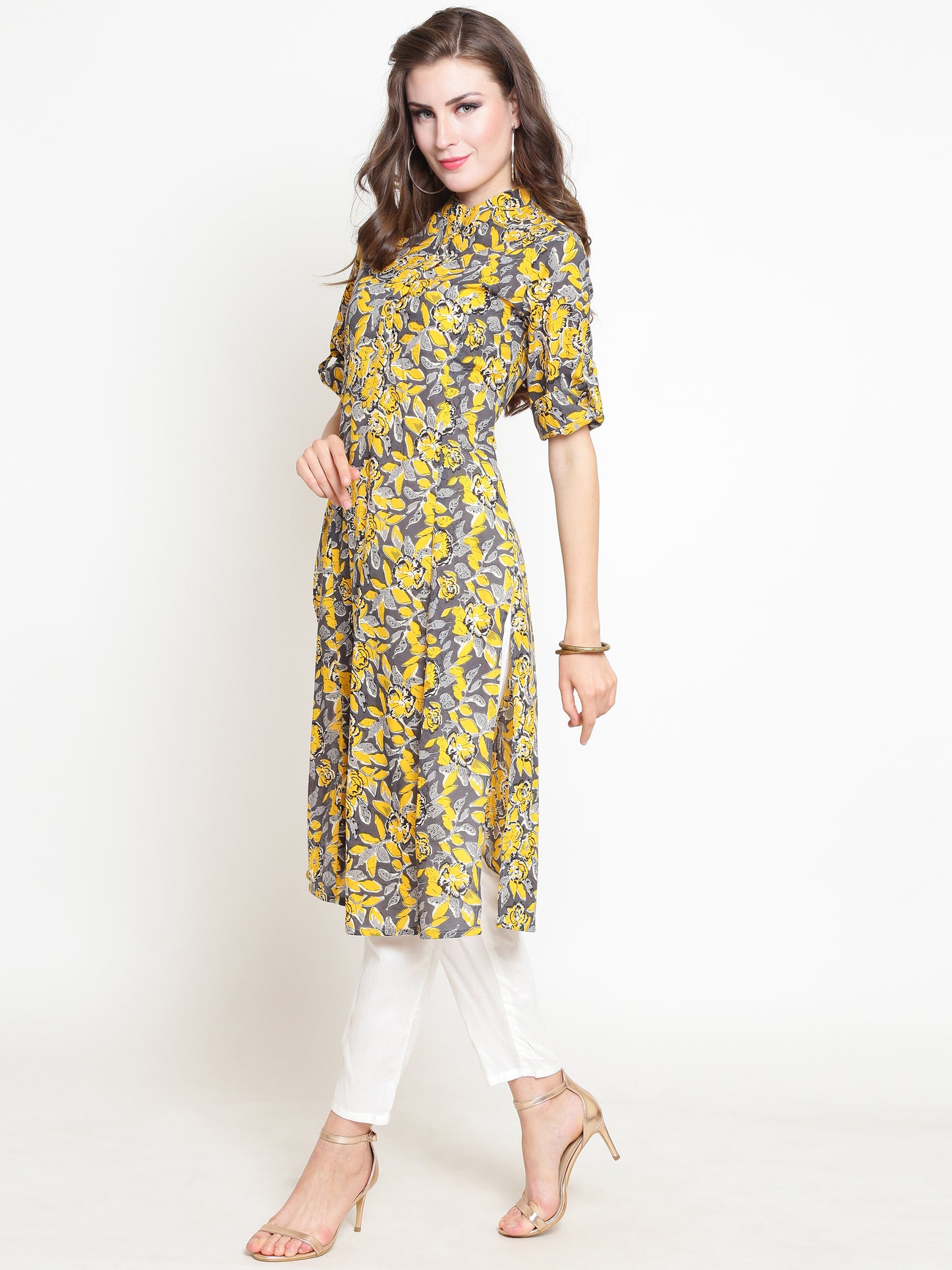 Yellow Printed Kurta With Palazzo