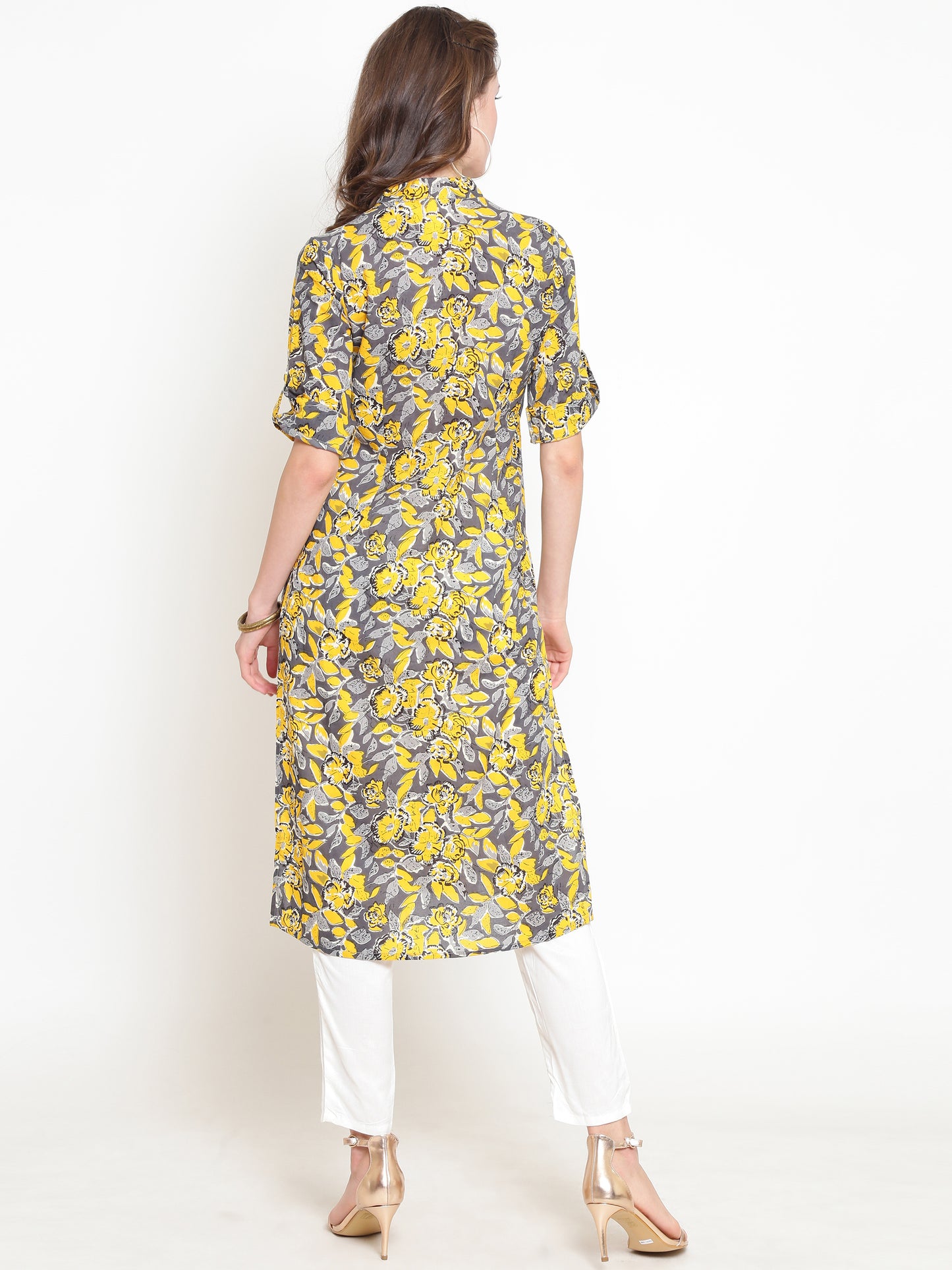 Yellow Printed Kurta With Palazzo