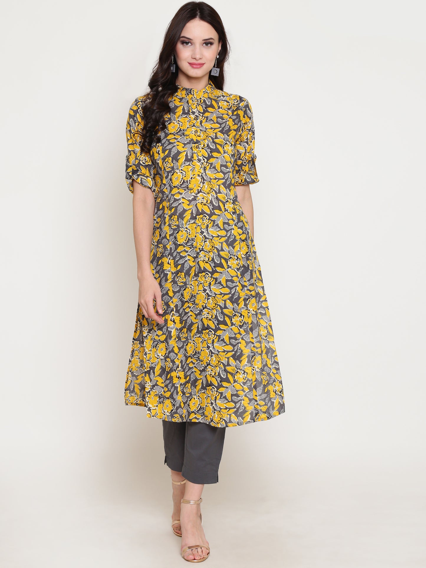 Floral printed kurta and Solid palazzo set
