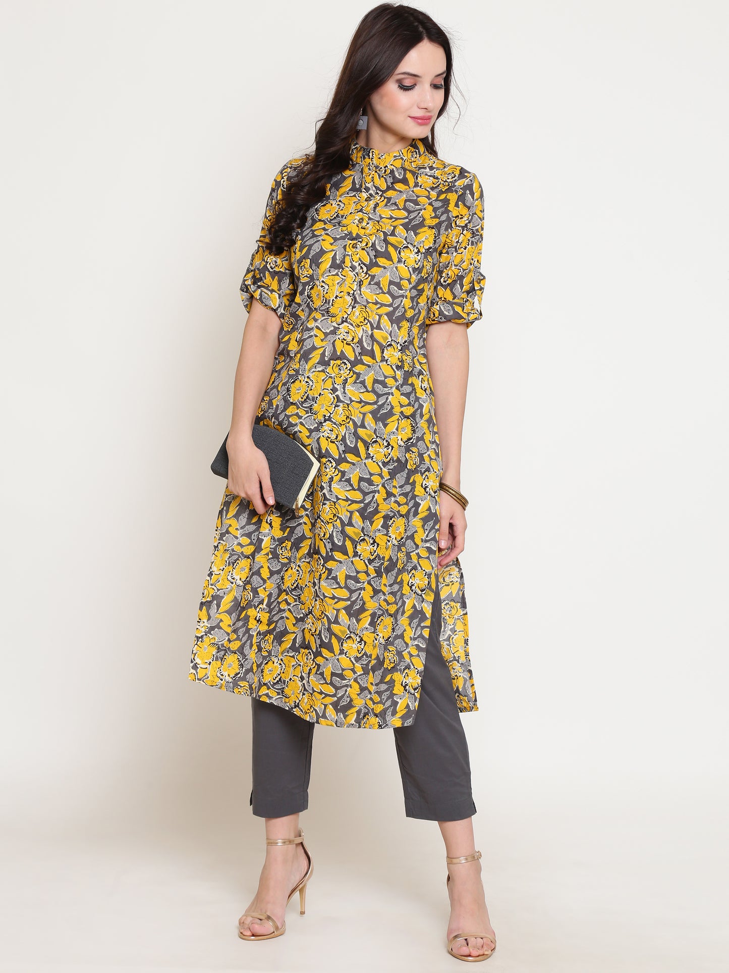 Floral printed kurta and Solid palazzo set
