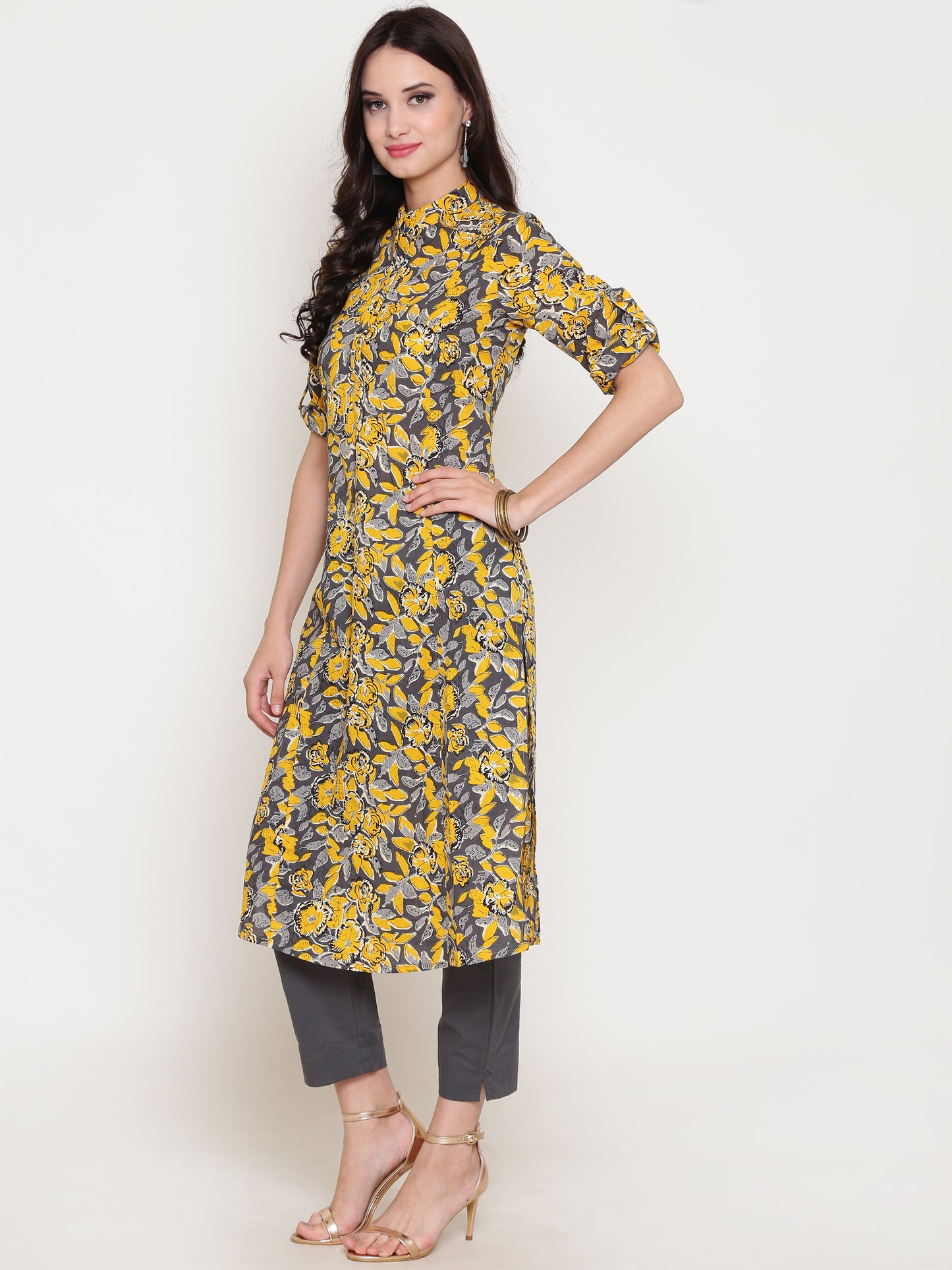 Floral printed kurta and Solid palazzo set