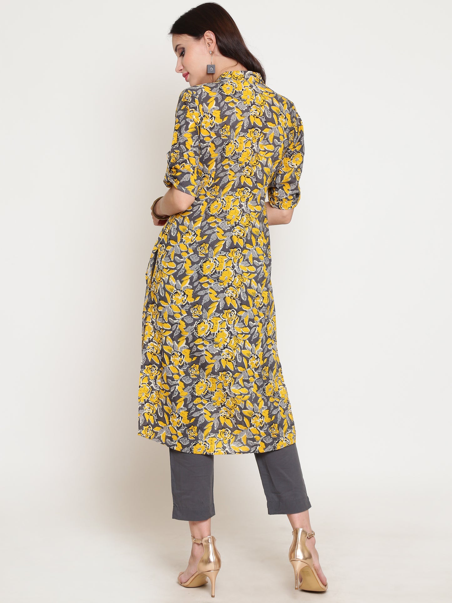 Floral printed kurta and Solid palazzo set