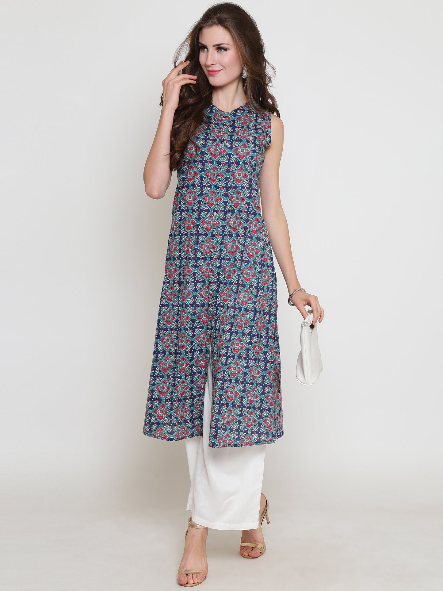 Green Printed Kurta With Palazzo