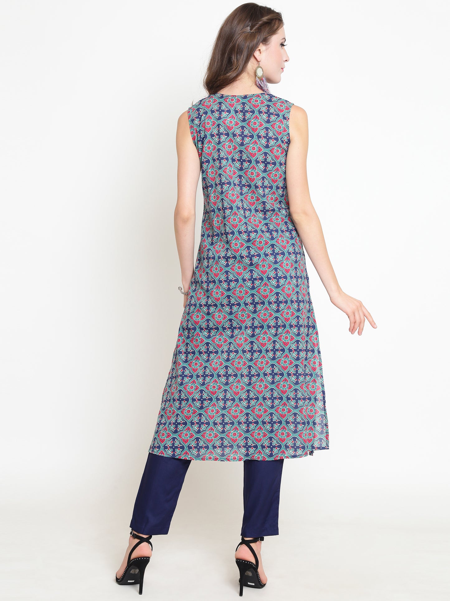 Green Printed Kurta With Palazzo