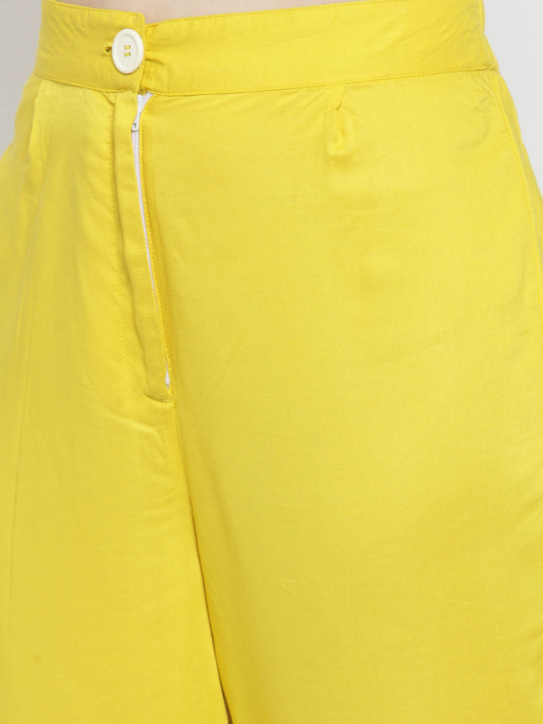 Women Green Printed Anarkali Long Kurta with Yellow Palazzo