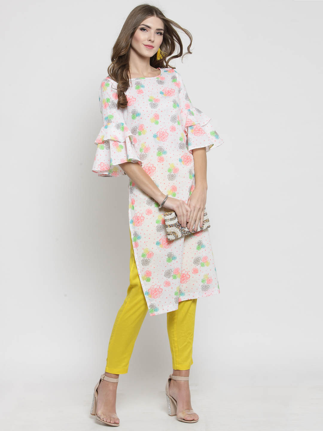 Womens Straight kurts with bell sleeves set