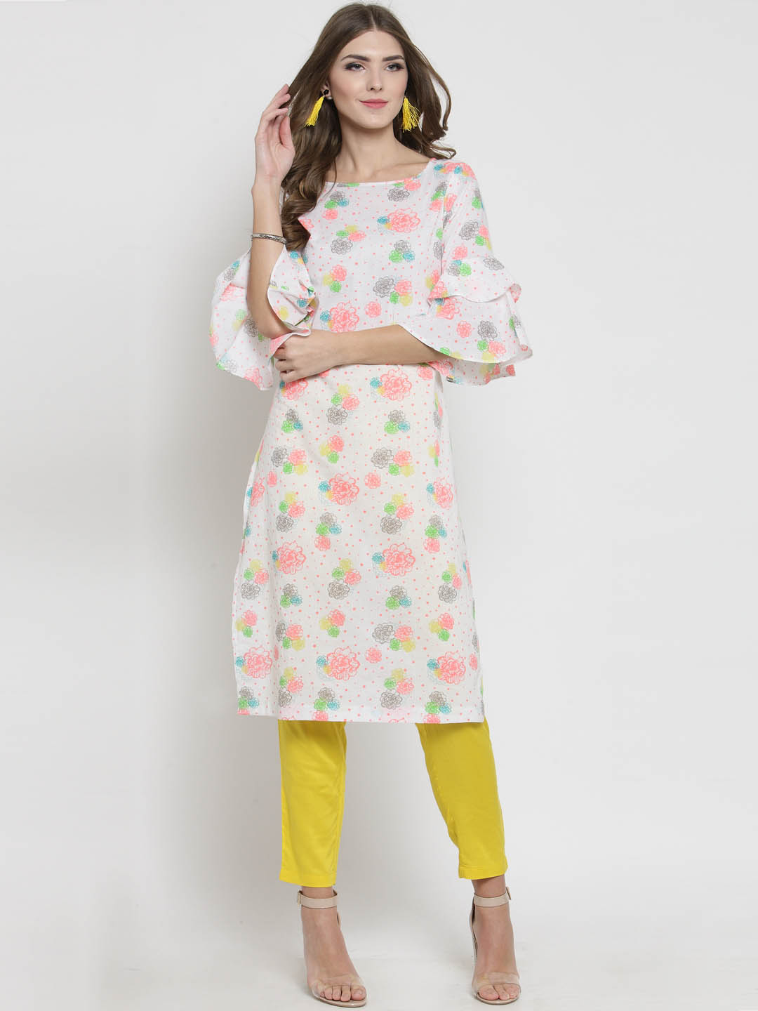 Womens Straight kurts with bell sleeves set