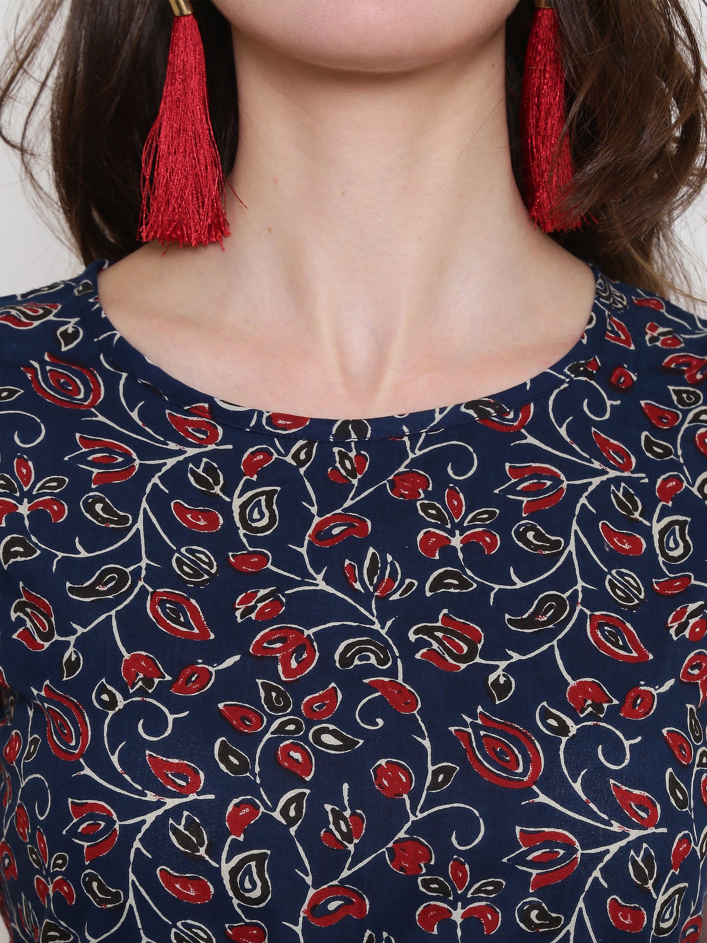 Navy Printed Kurta With Palazzo