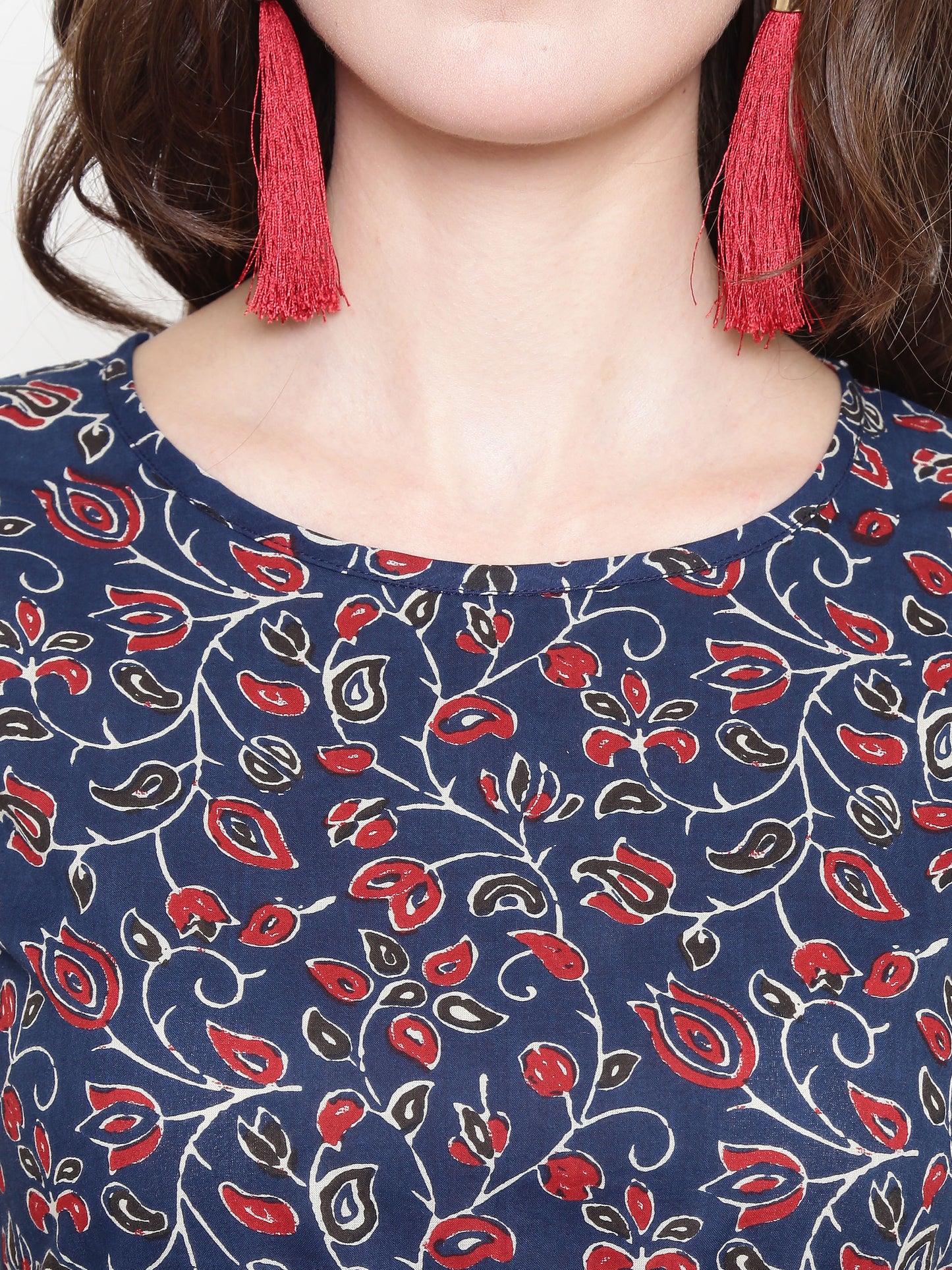 Navy Printed Kurta With Palazzo