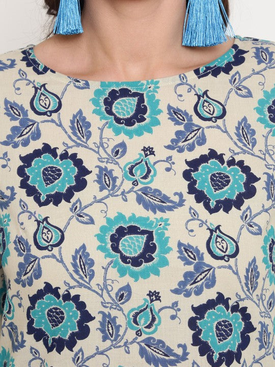 Blue A-line Kurta with Wideleg Palazzo