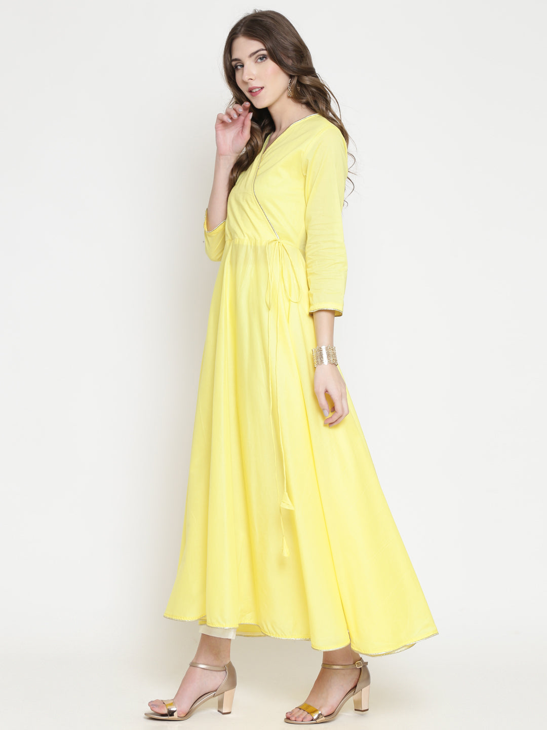 Wrap front flounce kurta