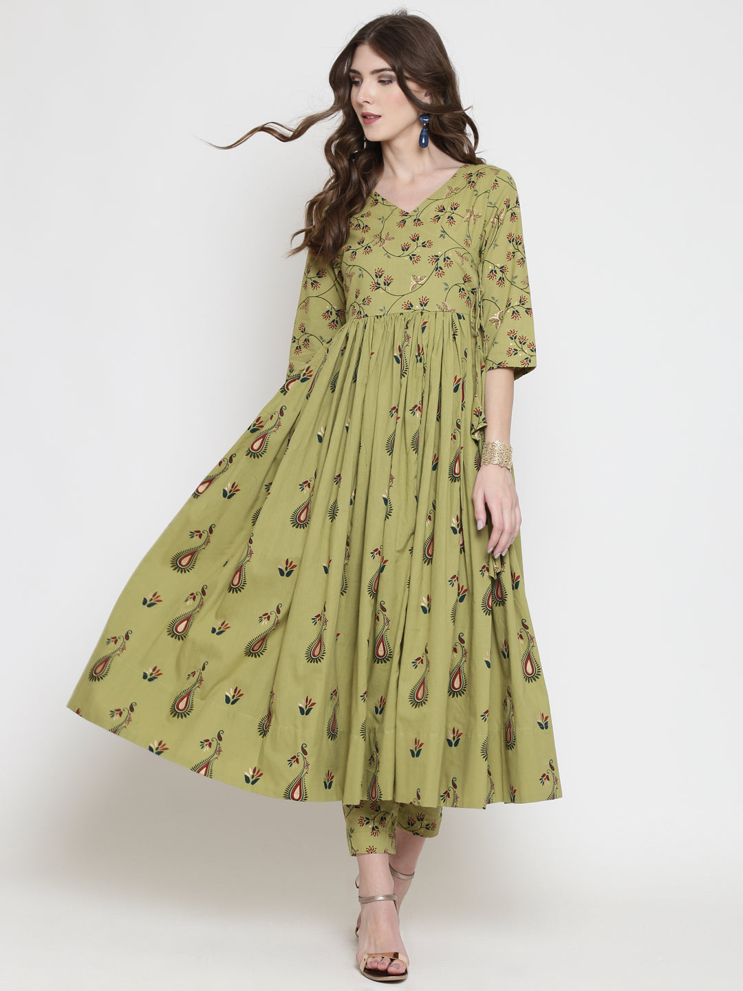 printed wrap front kurta