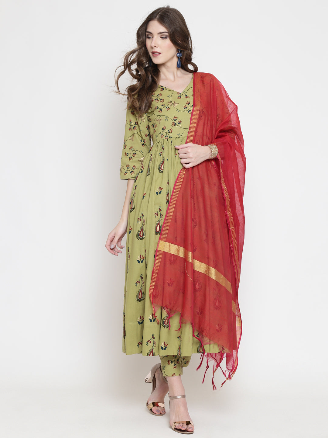 printed wrap front kurta