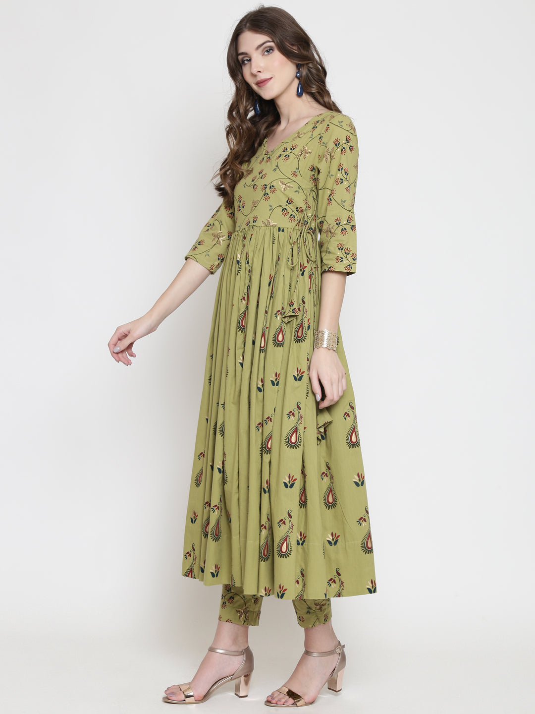 printed wrap front kurta
