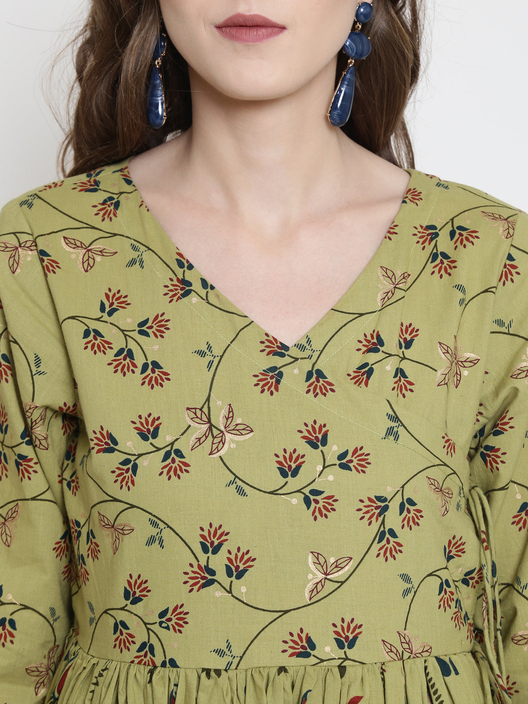 printed wrap front kurta
