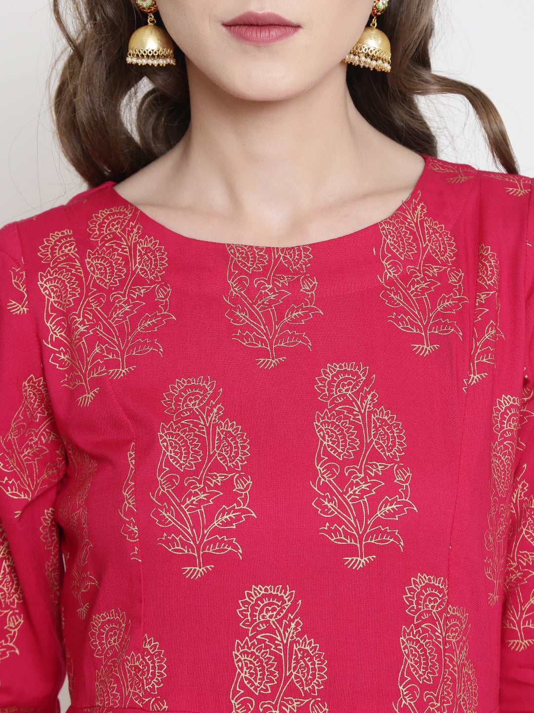 short flared gold print kurta