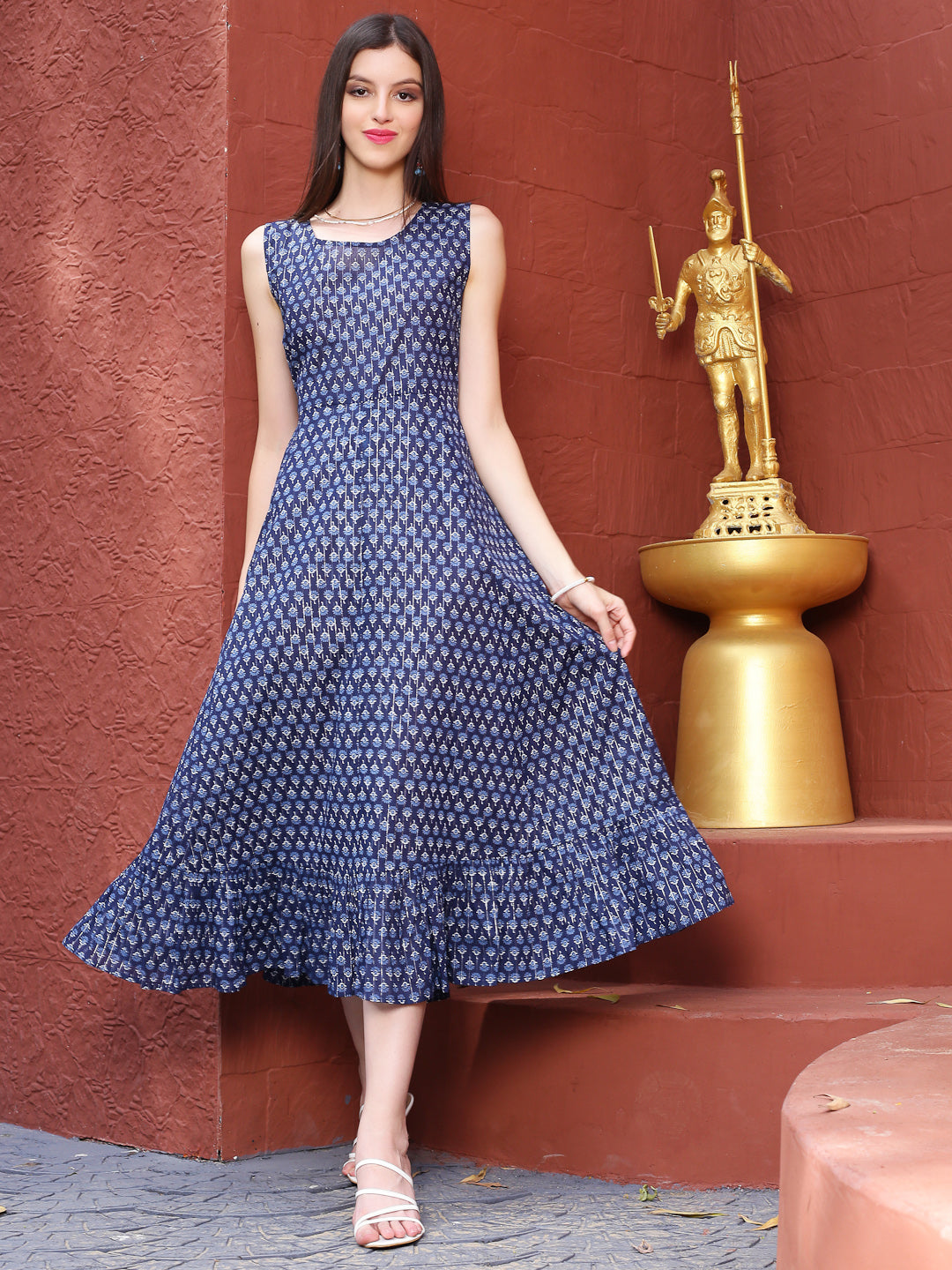 Navy floral Midi Dress