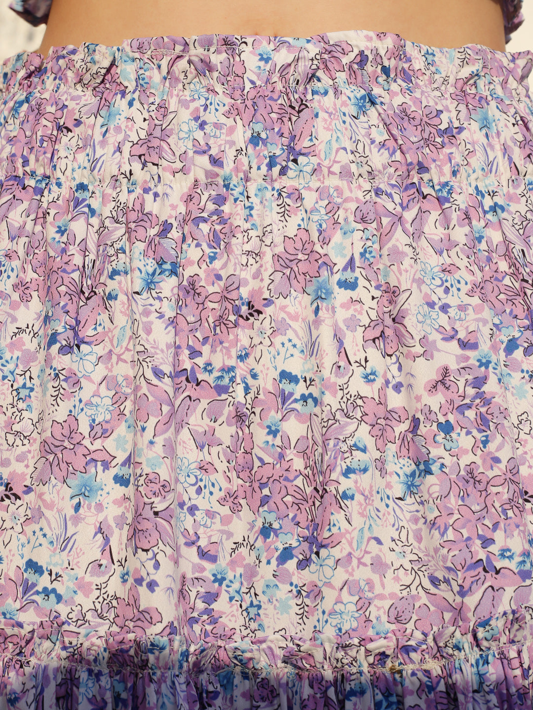 Mauve floral midi skirt