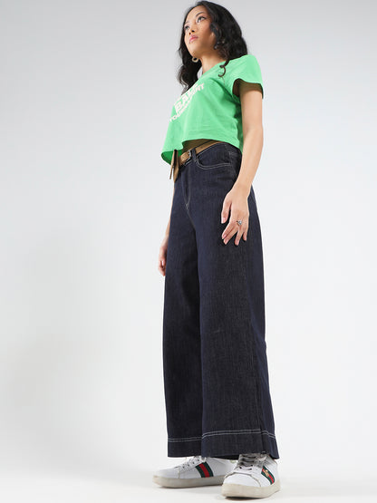 Blue High Waist Wide Leg Jeans