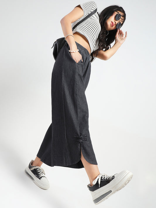 Wide Leg High Waist Crop Denim