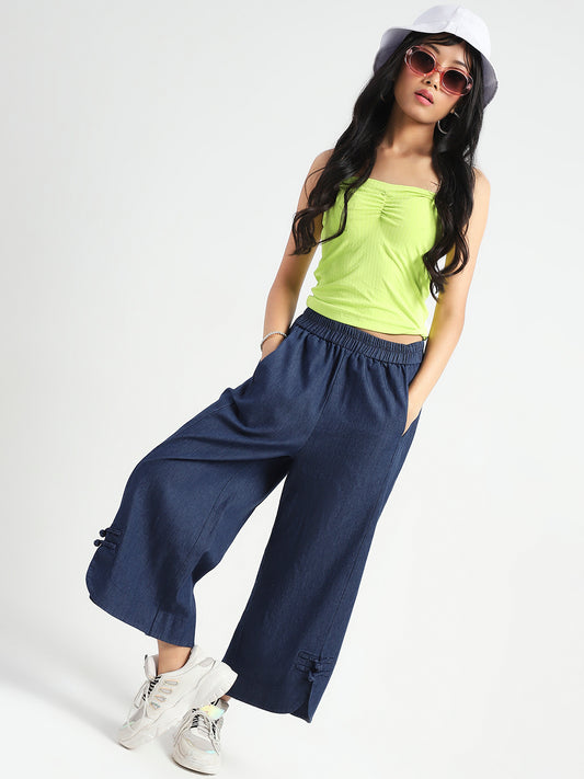 Wide Leg High Waist Crop Denim