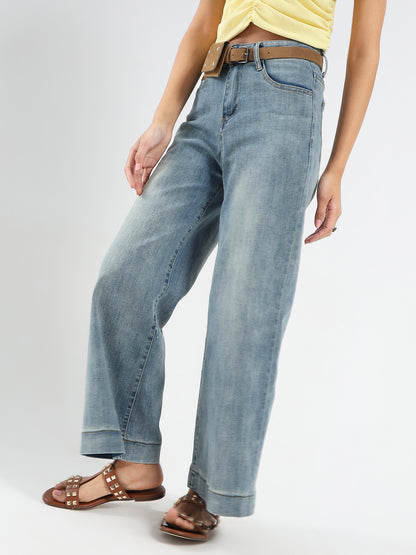 Light Blue High Waist Wide Leg Jeans