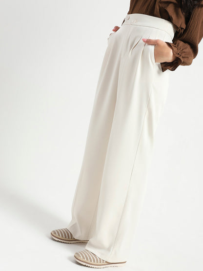 Korean Offwhite High Rise Pleated Trouser