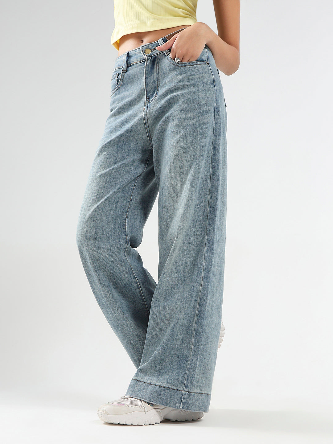 High Waist Wide Leg Strechable Jeans