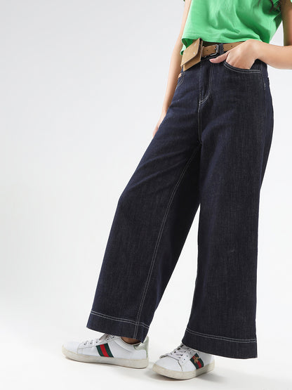 Blue High Waist Wide Leg Jeans