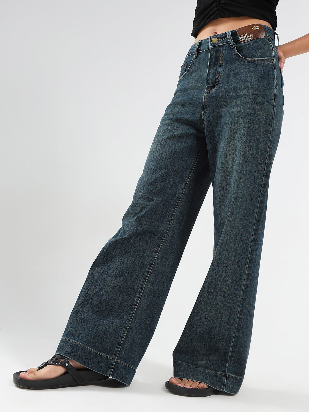High Waist Wide Leg Strechable Jeans