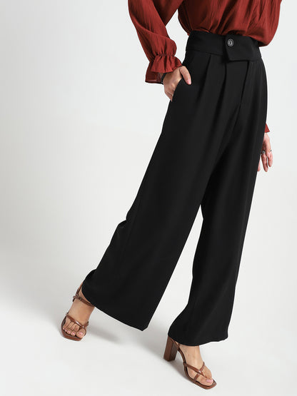 Korean High Rise Pleated Wide Leg Trouser