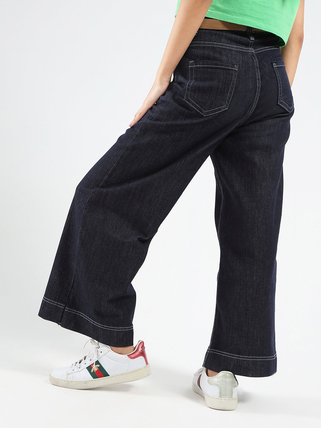 Blue High Waist Wide Leg Jeans