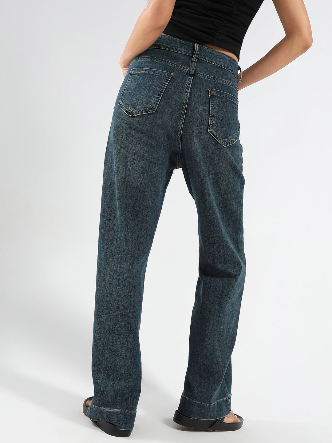 High Waist Wide Leg Strechable Jeans
