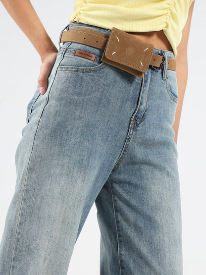 Light Blue High Waist Wide Leg Jeans