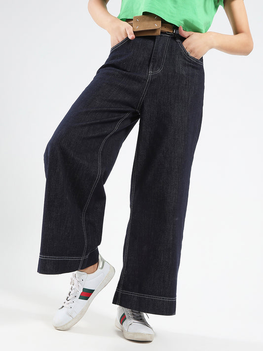 Blue High Waist Wide Leg Jeans