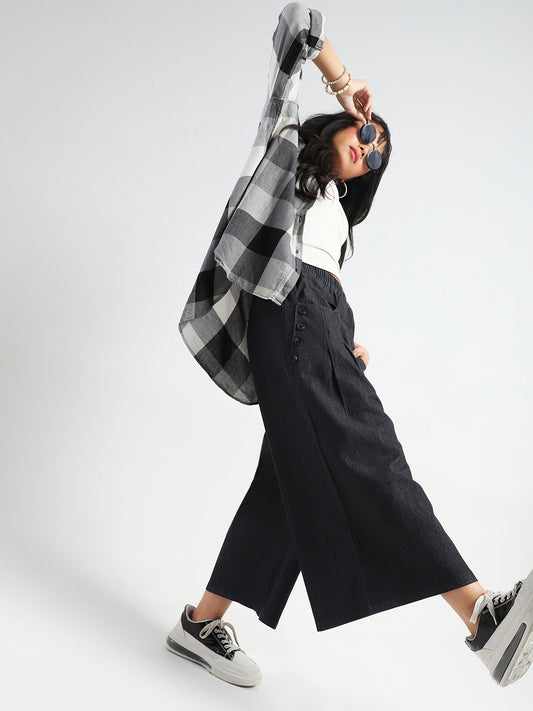 Wide Leg Button Pocket Denim