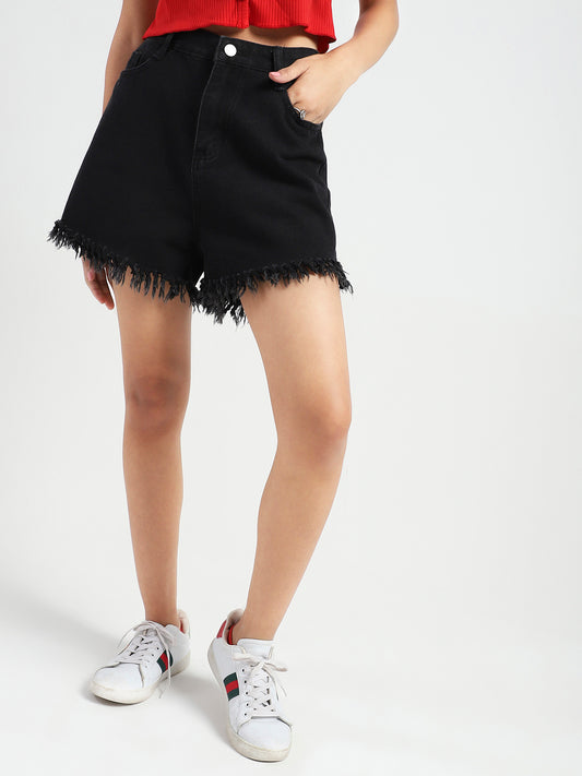 Frayed Hem Denim Shorts