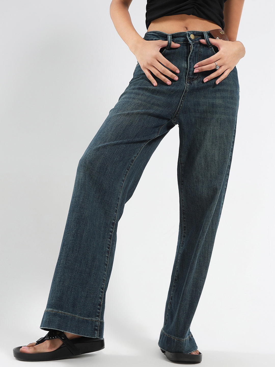 High Waist Wide Leg Strechable Jeans