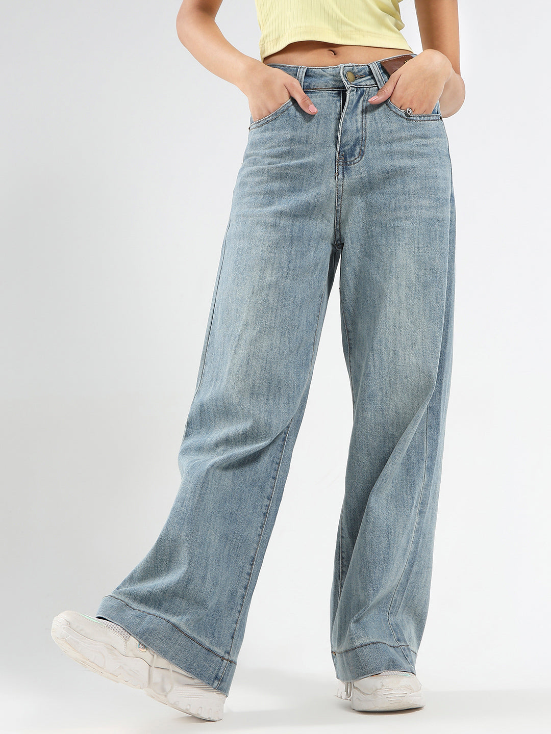 High Waist Wide Leg Strechable Jeans