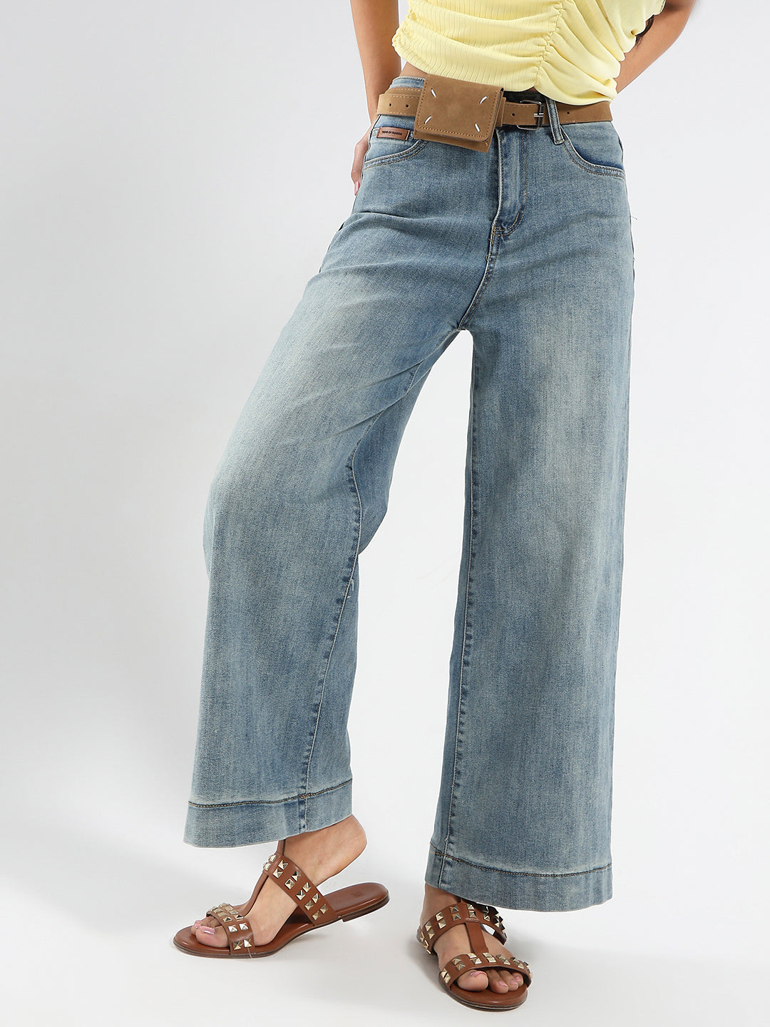 Light Blue High Waist Wide Leg Jeans