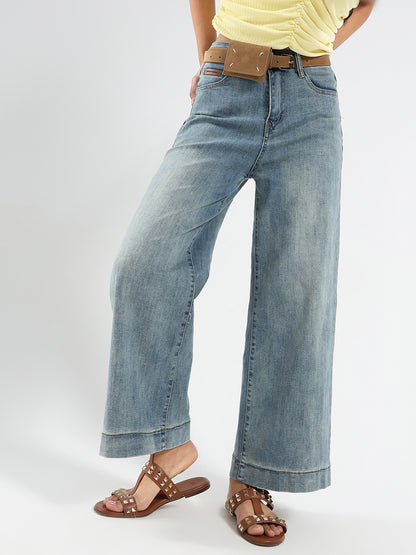 Light Blue High Waist Wide Leg Jeans
